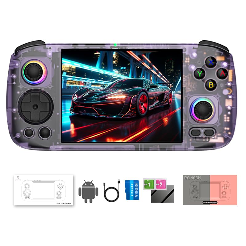 Compare RG 406H Retro Handheld Game Console 4 IPS Screen Android 13 System Builtin 128G Storage with 4783 Preinstalled Games RG406H Portable Gaming Console RG406H Supports 5G WiFi Bluetooth HDMI purple at KSA Price