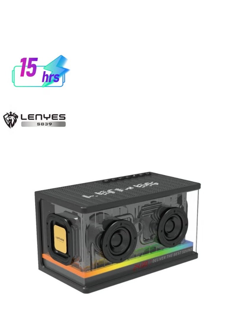 Compare Lenyes S833 Outdoor Wireless Speaker 150W Powerful Bass with RGB LED Lighting at KSA Price