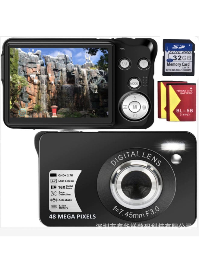 Compare ECommerce Best Selling Chinese Version 48 Million Pixel Ordinary Digital Camera Camera DC550S Student Card MachineBody Color:Standard Black +32GB Card + Battery at KSA Price
