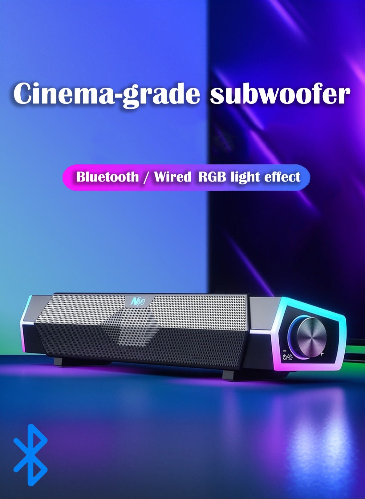 Compare Bluetooth speaker with RGB light, Bluetooth and USB wired connection Subwoofer audio, dual stereo Bluetooth 5.3, knob control volume, suitable for Suitable for Computers, Laptops & TVs, homepartygaming at KSA Price