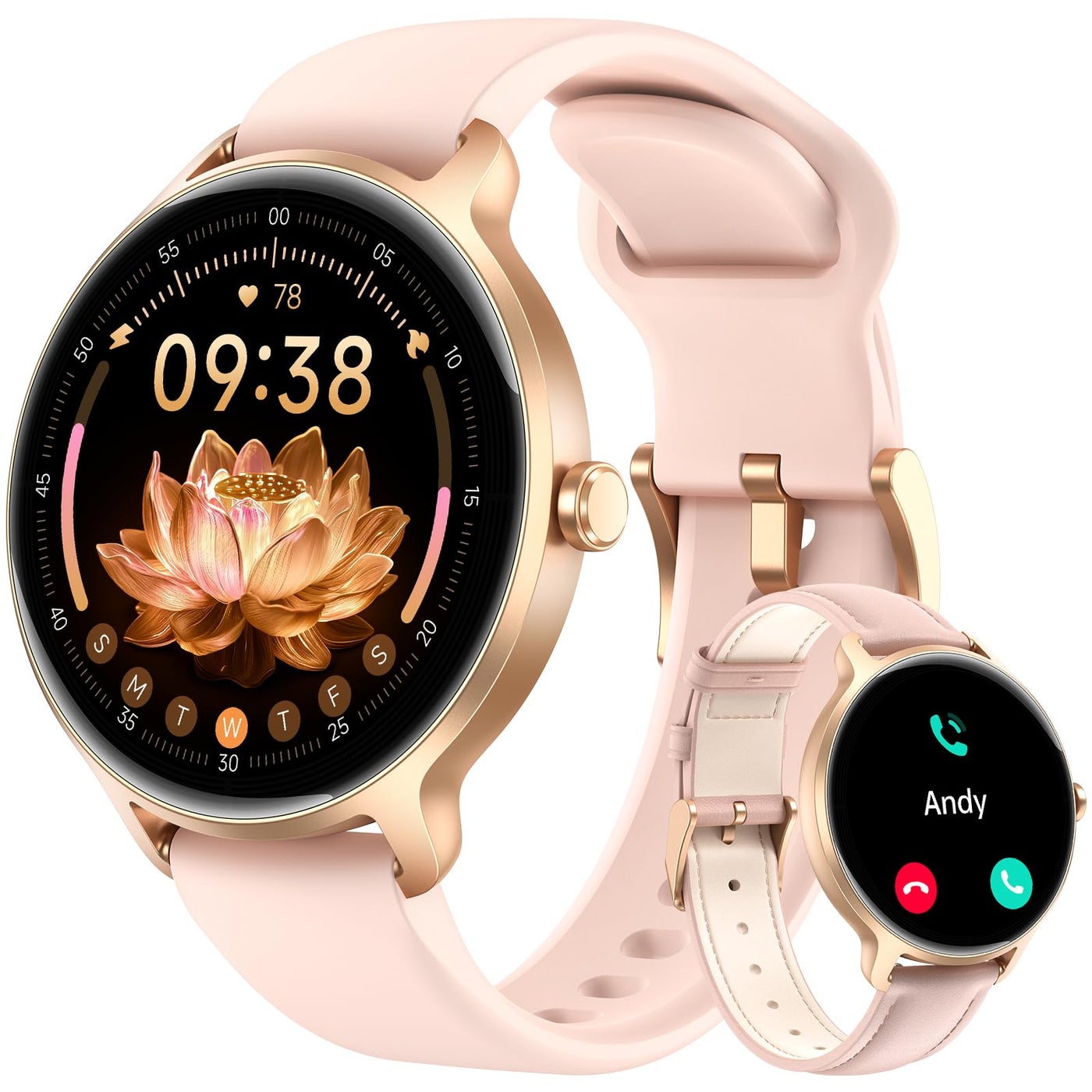 Compare Smart Watch for Women, 1.27 AMOLED Screen Smartwatch with AnswerMake Call for iPhoneAndroidSamsung, Fitness Tracker with 120+ Sport Modes, Heart RateSleepHealth Monitor, IP68 Waterproof, 2 Bands at KSA Price