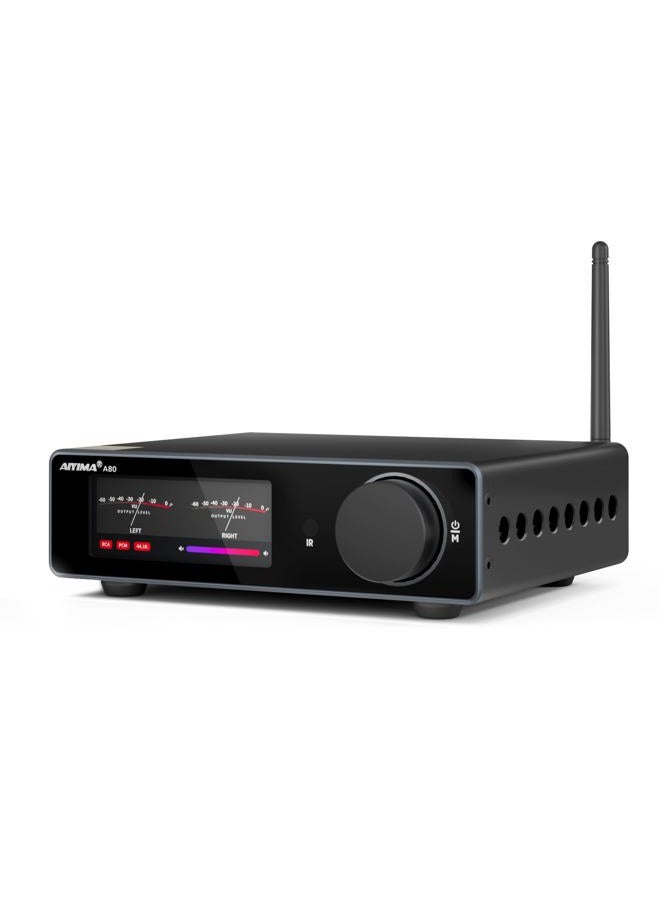 Compare A80 Power Amplifier DAC with PFFB TPA3255D2 Stereo HiFi 2.0 Channel Class D Bluetooth Amplifier 300Wx2 ESS9038Q2M Decoder with PCUSB Coaxial Optical TRS RCA Input at KSA Price