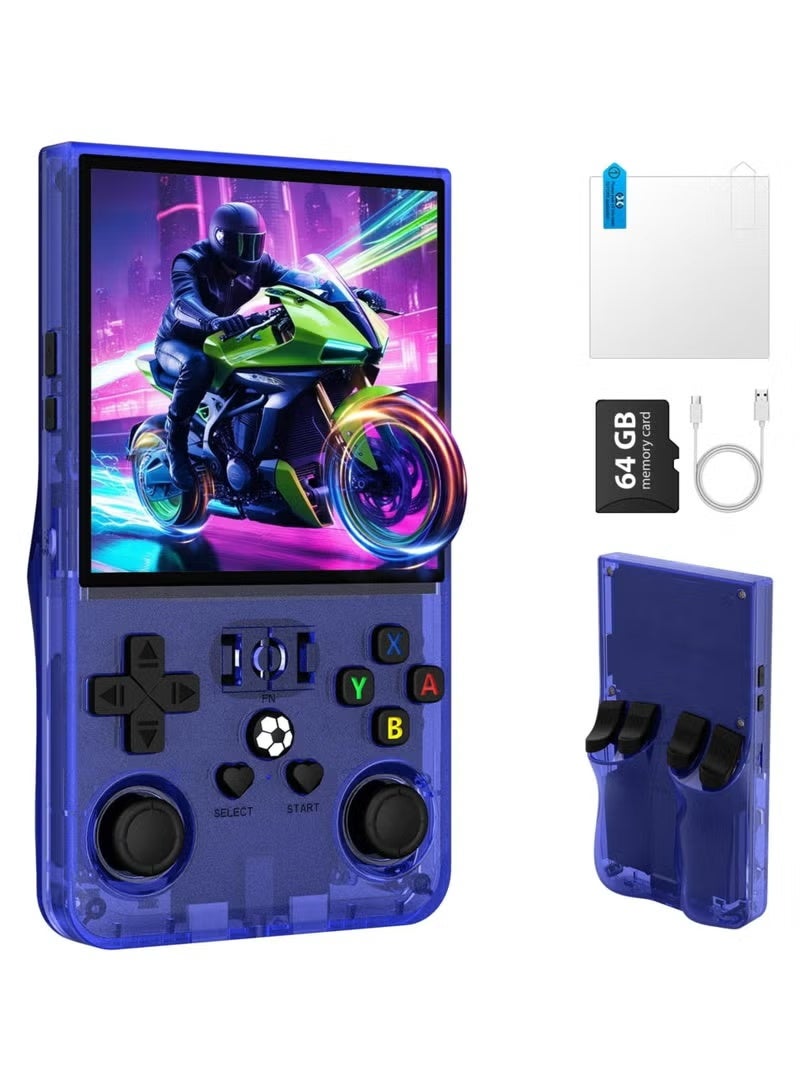 Compare R36MAX Retro Handheld Game Console with 4.0 Inch IPS HD Display, 64GB BuiltIn Games, Linux Gaming System, 4000mAh Rechargeable Battery, Classic Arcade Emulator, Portable Video Game Player, Transparent Blue at KSA Price