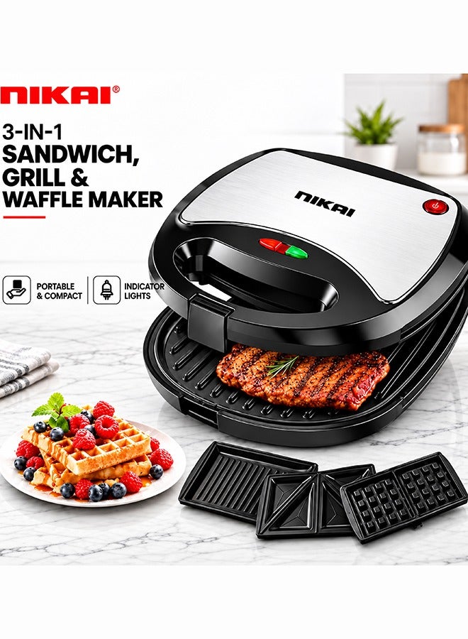 Compare 3IN1 750W Interchangeable Multifunction Sandwich Maker with Grill and Waffle Maker, Detachable Plates, Compact for Convenience & AutoShut Off, Advanced Temperature control indicator, Thermostat Control, Over Heat Protection 2 Year Warranty 750 W NGT323D Black at KSA Price