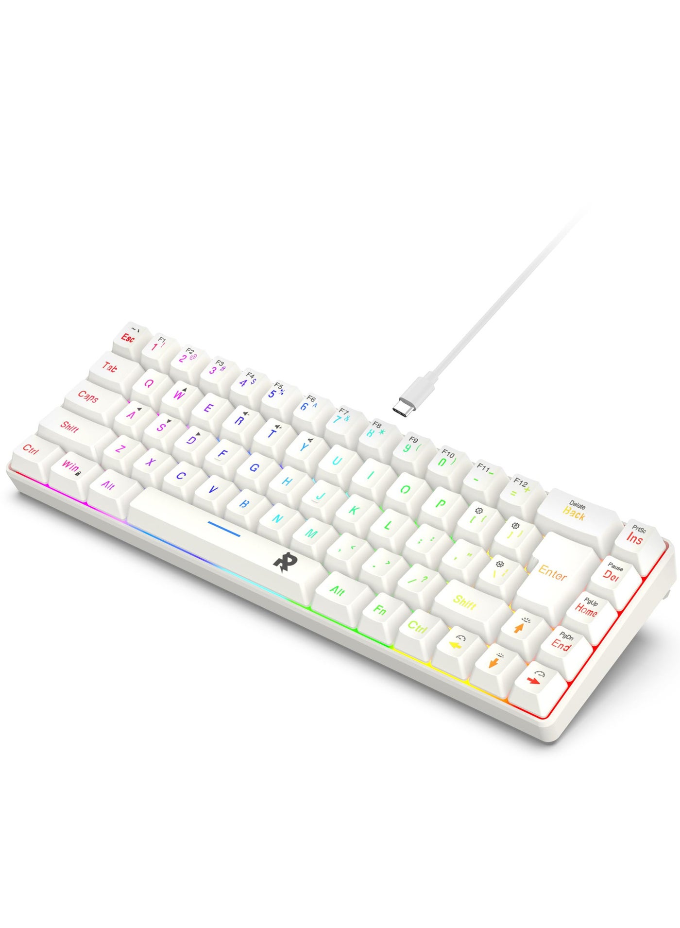 Compare ROCK POW 60% Wired Gaming Keyboard RGB Backlit Mini Keyboard Waterproof Small UltraCompact 68 Keys Keyboard for PCMac Gamer Typist Travel Easy to Carry on Business Trip White at KSA Price