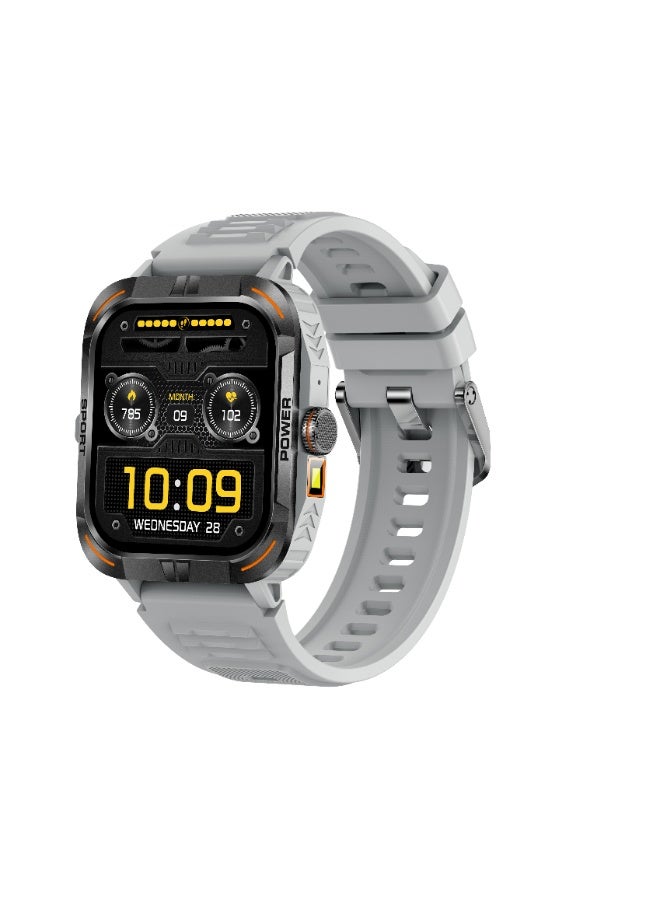 Compare Mens gray smartwatch with a 1.97inch AMOLED display, supports Bluetooth calling and sleep monitoring, is compatible with Android and iOS systems, has over 100 sports modes, a pedometer, and IP67 water resistance. at KSA Price