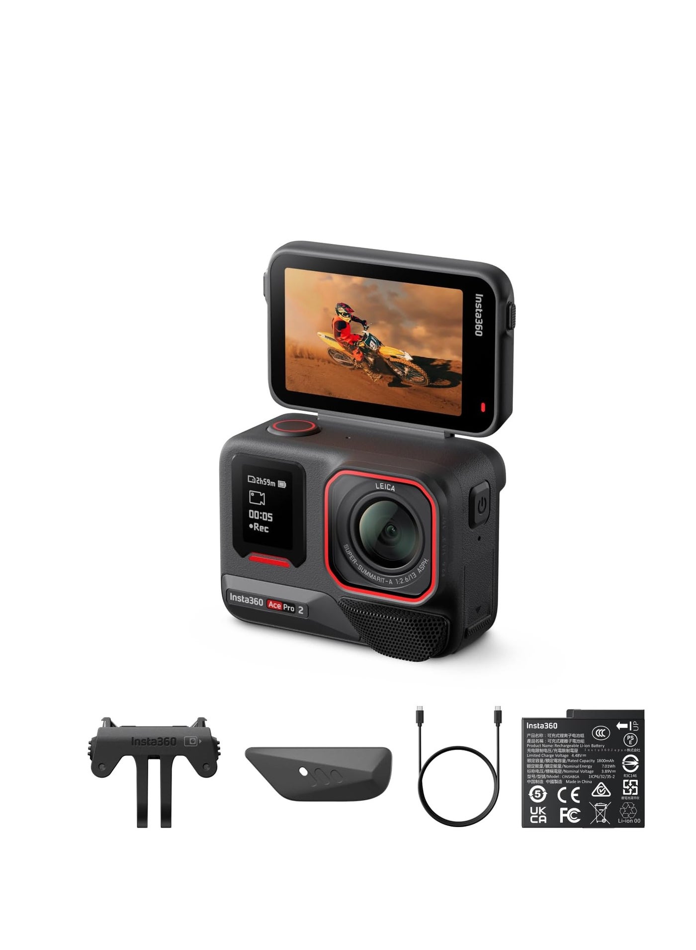 Compare Ace Pro 2 Action Camera Bundle, 11.3 CMOS Sensor, Active HDR Capture, 157° WideAngle Leica f2.6 Lens, FlowState Stabilization, Horizon Lock, Dual Battery Included at KSA Price