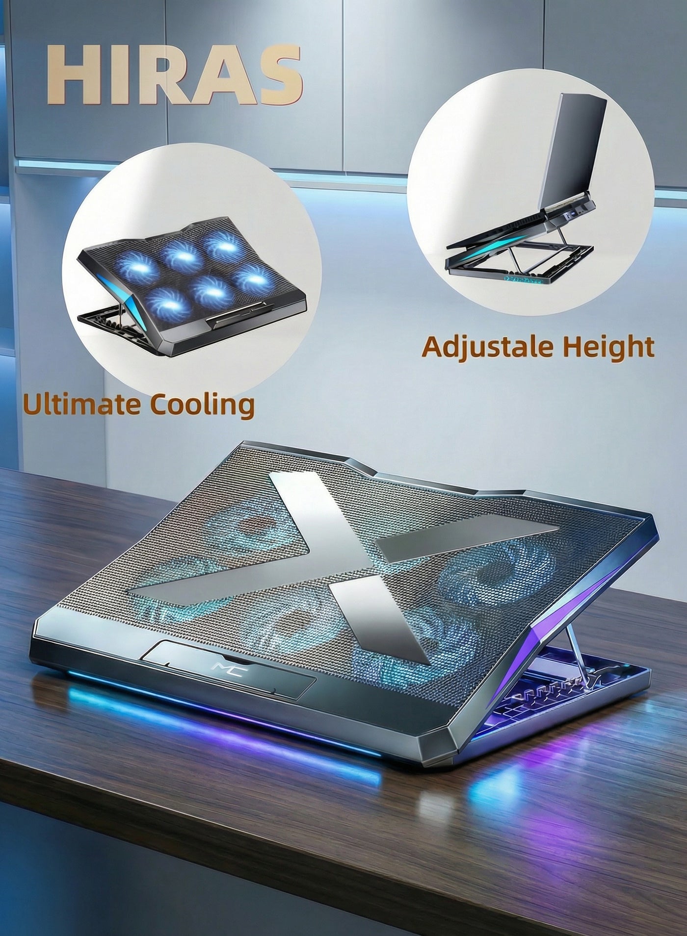 Laptop Cooling Pad with RGB Lights - Laptop…