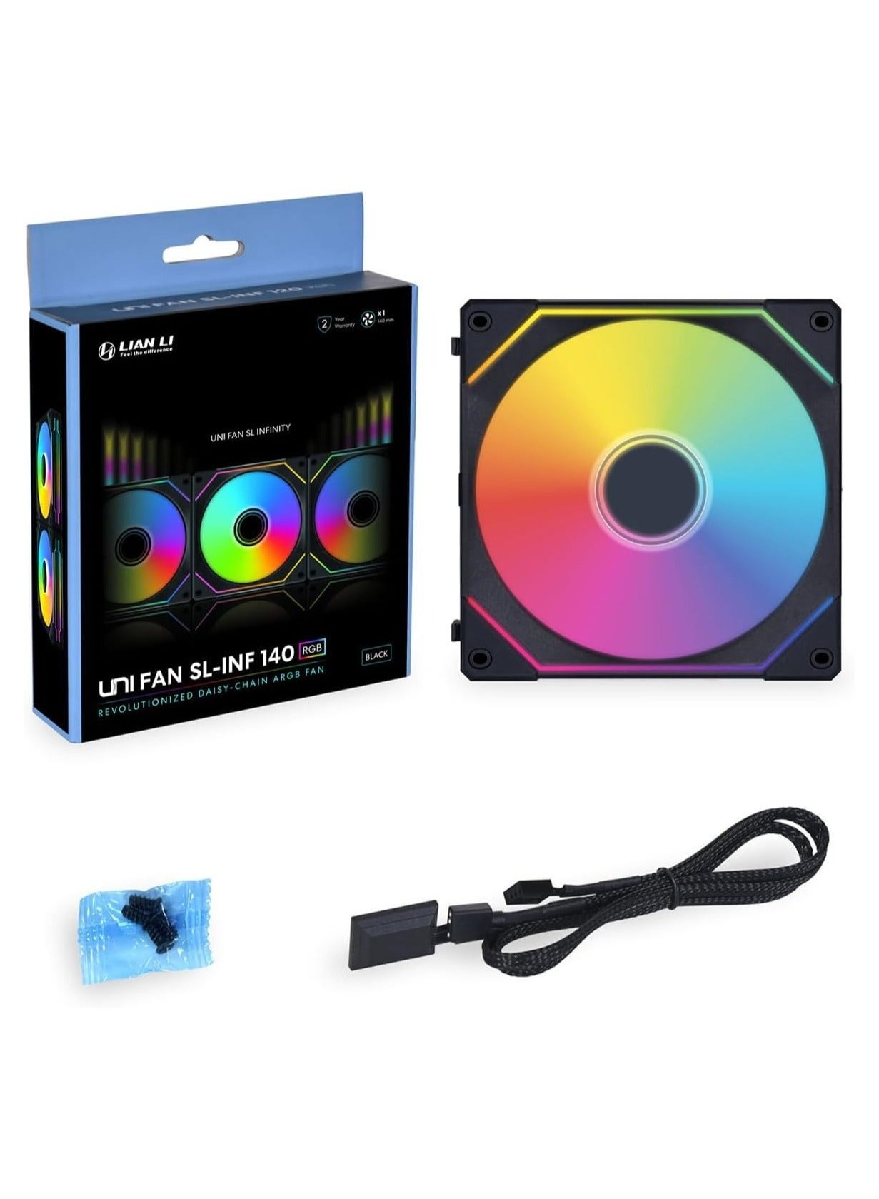 Compare UNI FAN SL Infinity 140mm ARGB PWM Case Fan – Infinity Mirror Design, High Airflow & Static Pressure, Fluid Dynamic Bearing, DaisyChain Connectable, Software & Wireless RGB Control, UltraQuiet, Radiator & PC Case Cooling, Black | UFSLIN1401B at KSA Price
