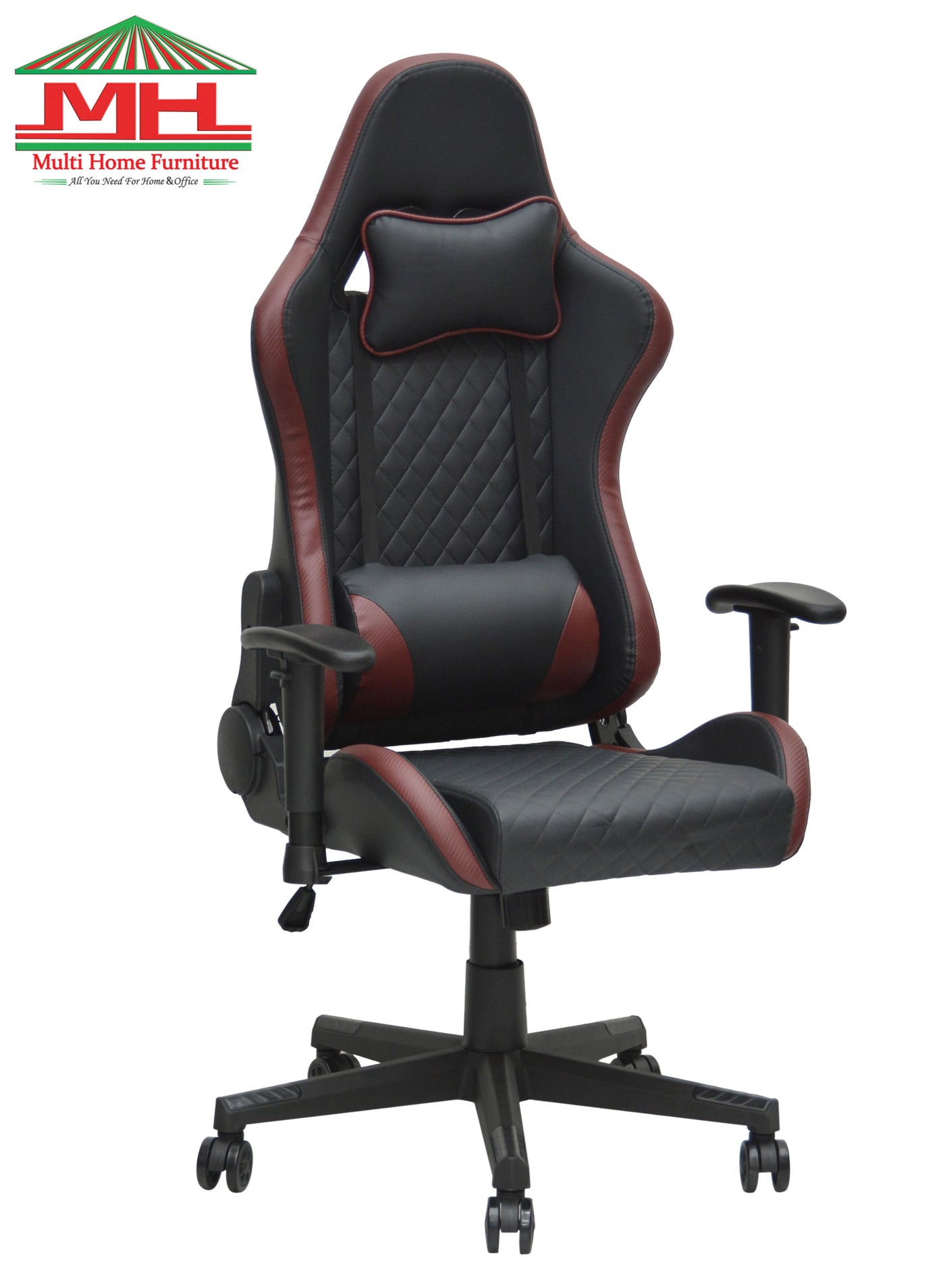 Multi Home Furniture Black & Wine Gaming Chair with…