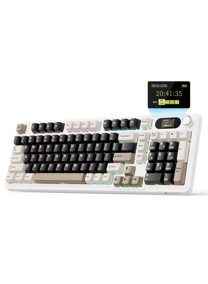 Compare X98 Pro Wireless Mechanical Keyboard,TriMode BT5.02.4GWired Custom Keyboard with Smart Display&Knob,98 Keys Hot Swappable,Web Driver RGB Gaming Keyboard for PCMacPS4Xbox at KSA Price