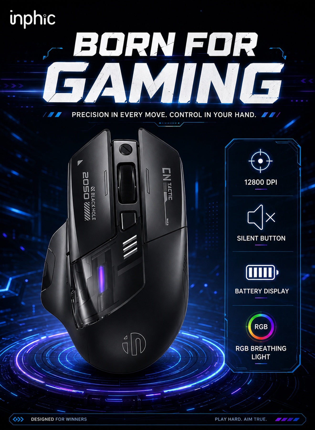Wireless Gaming Mouse with Tri-Mode 2.4G/USB-C Wired/Bluetooth,…