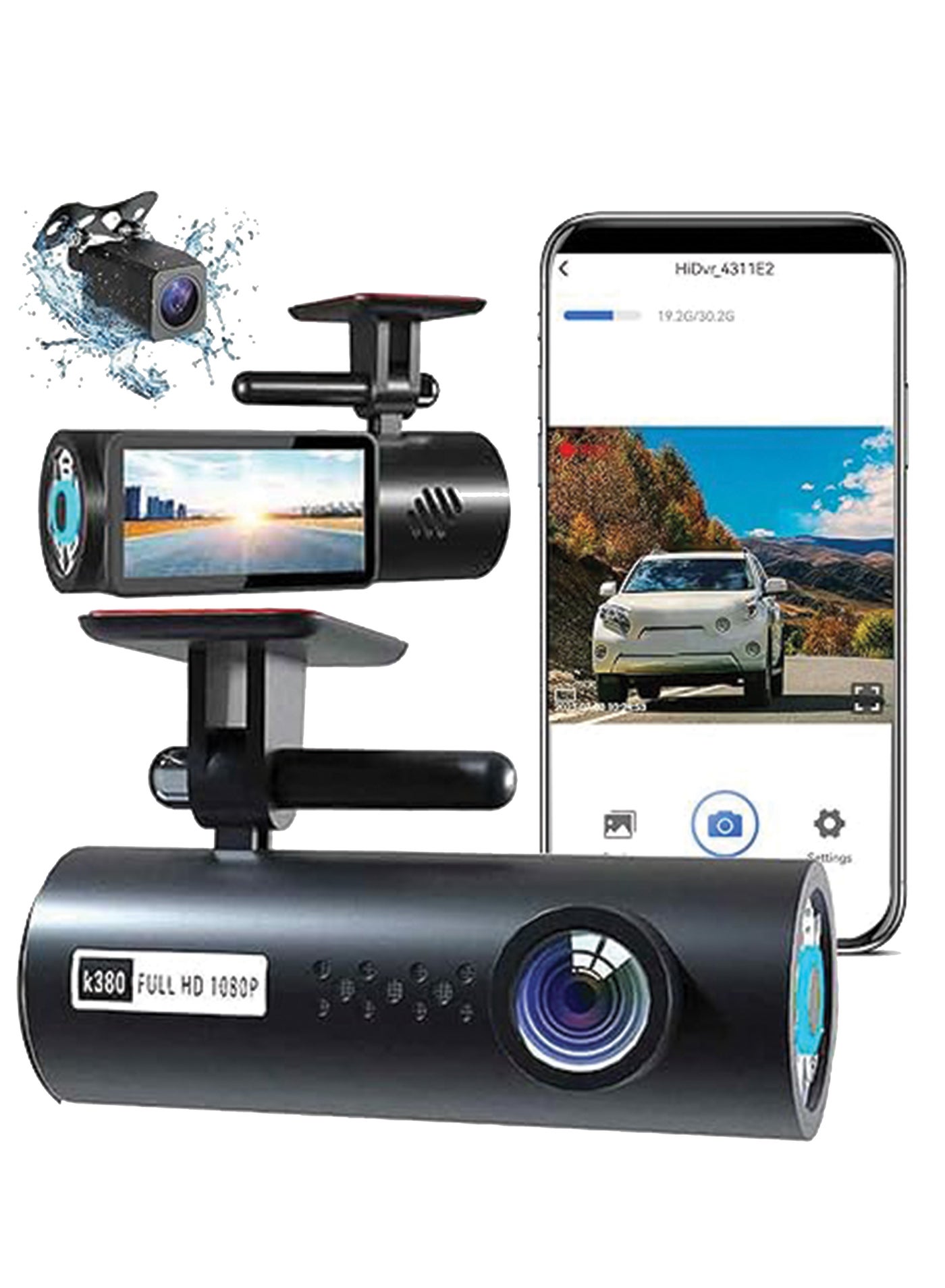 Dual Dash Cam 2K Front + 1080P Rear Driving Recorder…