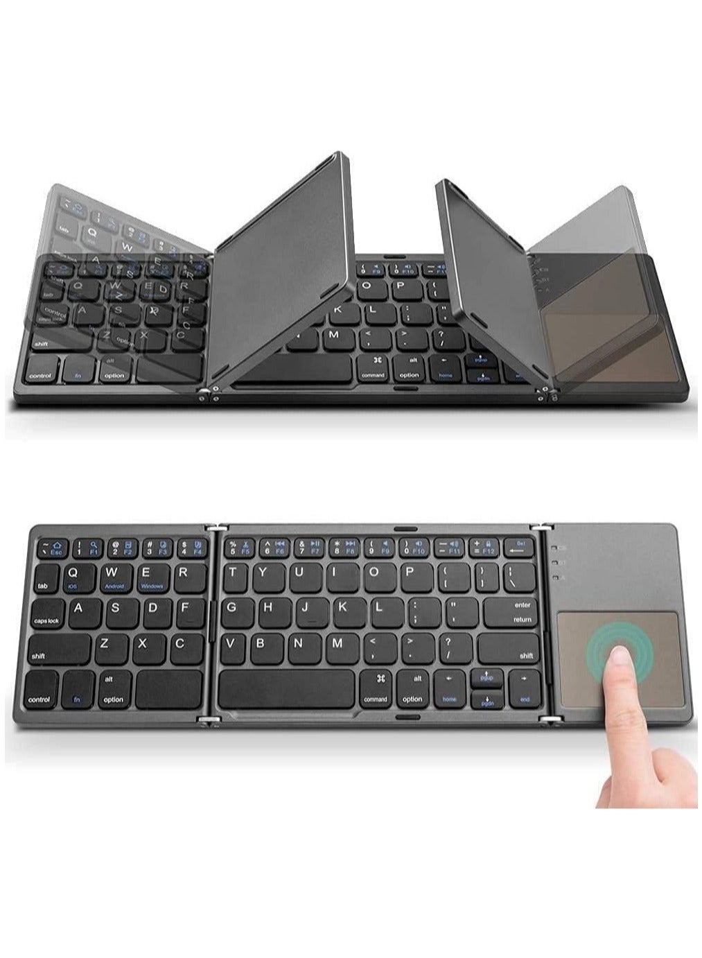 Compare Foldable Bluetooth Keyboard, Rechargeable Portable Wireless Keyboard with Touchpad compatible with Iphone12 Pro Max,Tablet,iPad at KSA Price