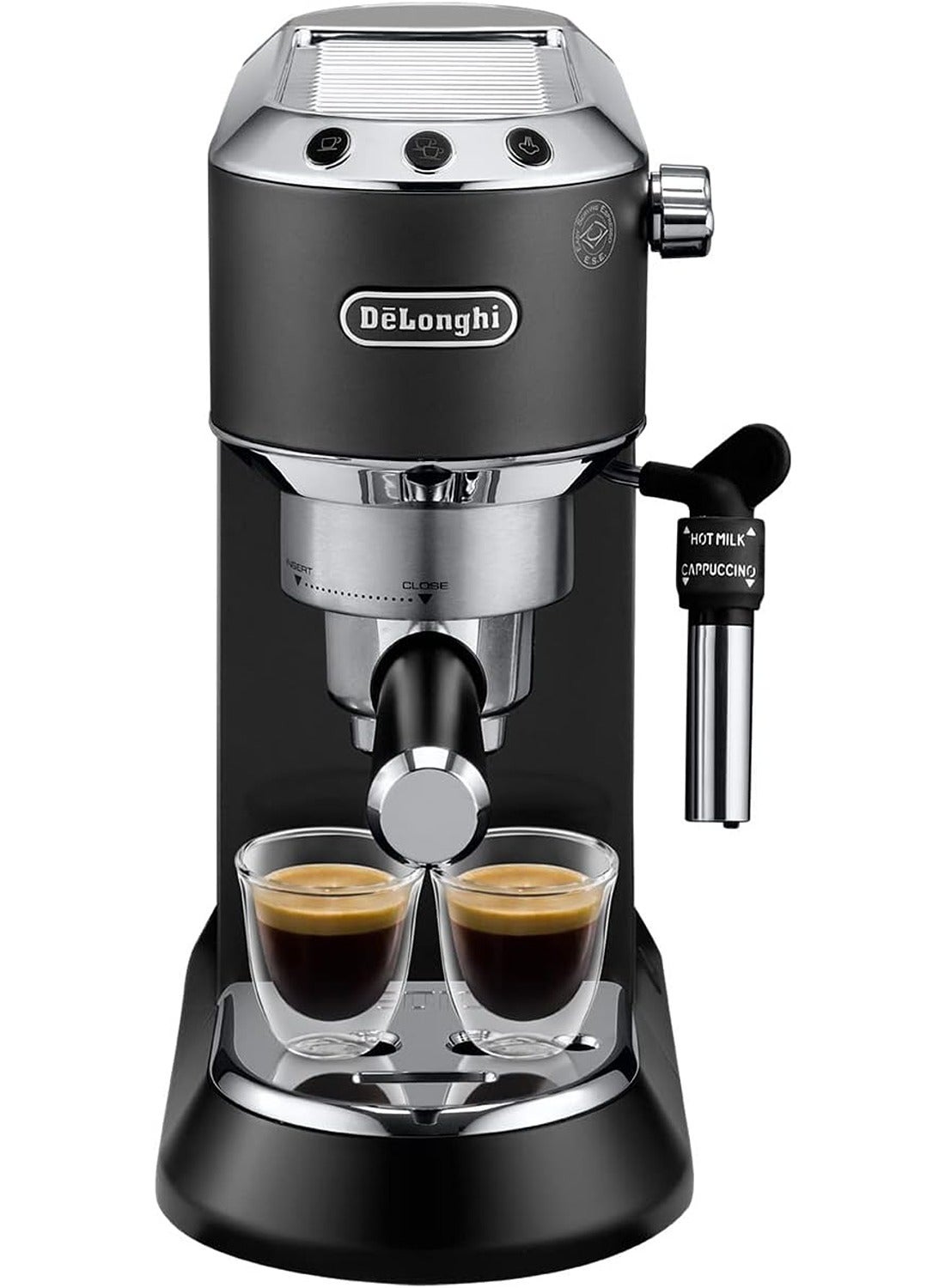 Compare Dedica Pump Espresso Manual Coffee Machine | Cappuccino, Latte Macchiato With Milk Frother | Thermo Block Heating System For Accurate Temperature | Easy To Clean | Open box 1.1 L 1350 W EC685.BK BlackSilver at KSA Price