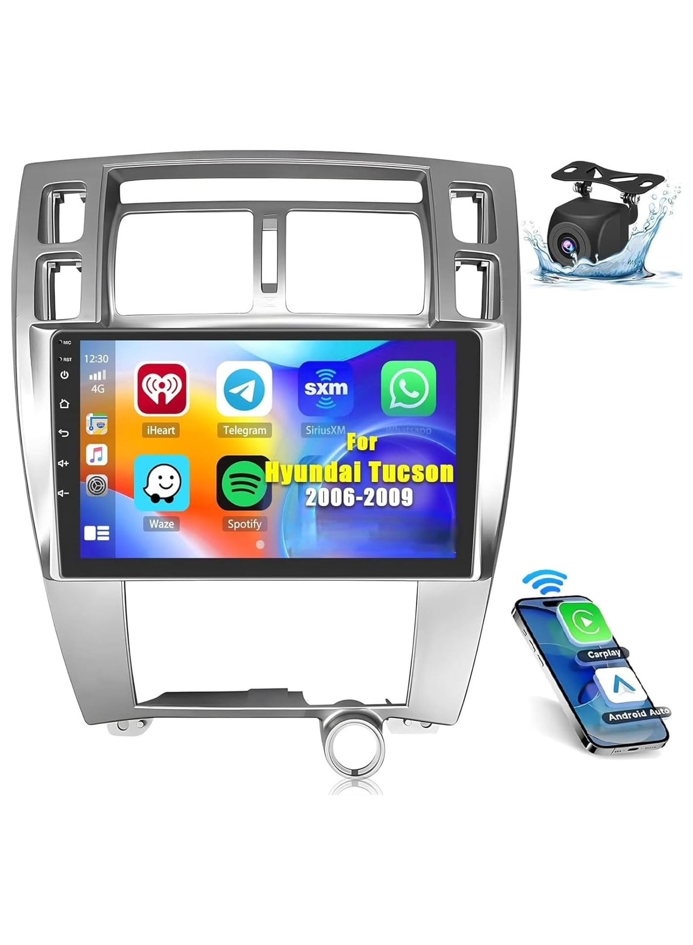 Compare Android Car Stereo for Hyundai Tucson 20062009 6GB RAM 128GB ROM Support SIM Card, Carplay, Mirror Link WiFi BT, Radio GPS Navigation, 10 Inch IPS Touch Screen with AHD Camera Included at KSA Price