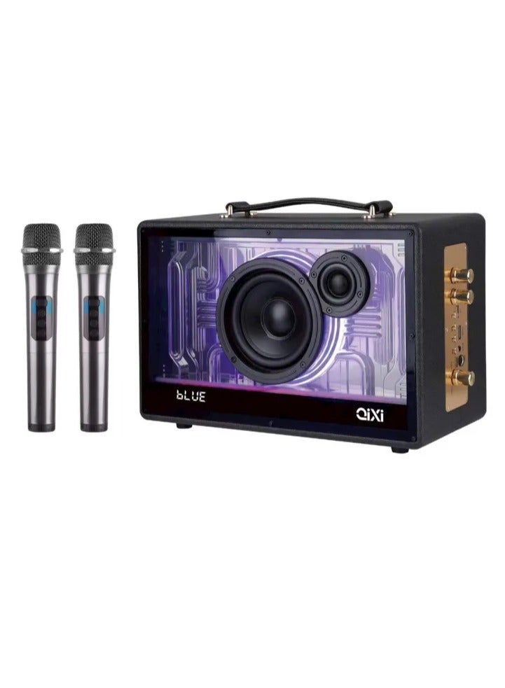 Compare Wireless Bluetooth Karaoke Speaker with Quality Leather Design, Loud Super Bass Sounds, and Colorful Flashing Lights  HiFi Stereo Sound for Ultimate Entertainment at KSA Price