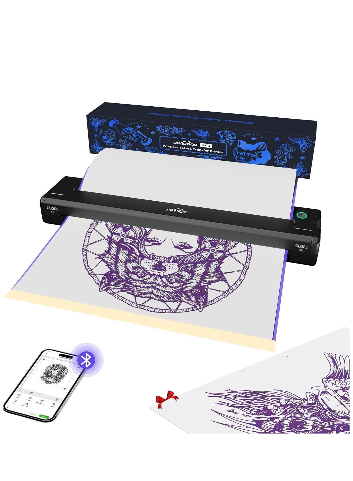 Compare PeriPage P90 Wireless Tattoo Stencil Printer  Professional & Beginner Friendly, Bluetooth & USB Connectivity, Free Stencil Paper Included at KSA Price