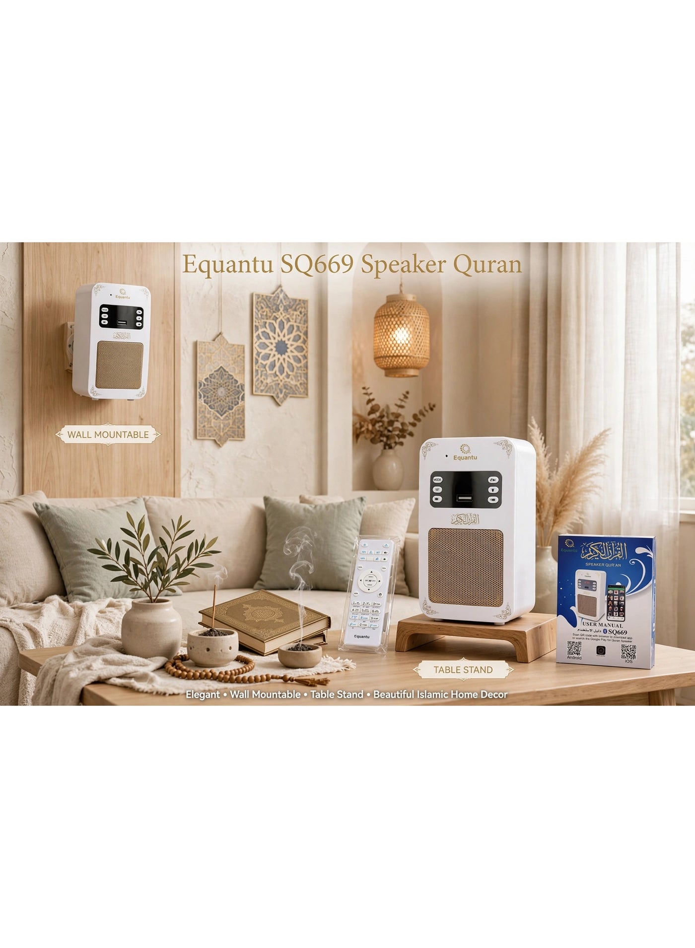 Equantu SQ669 Wall Mountable Quran Speaker Player…