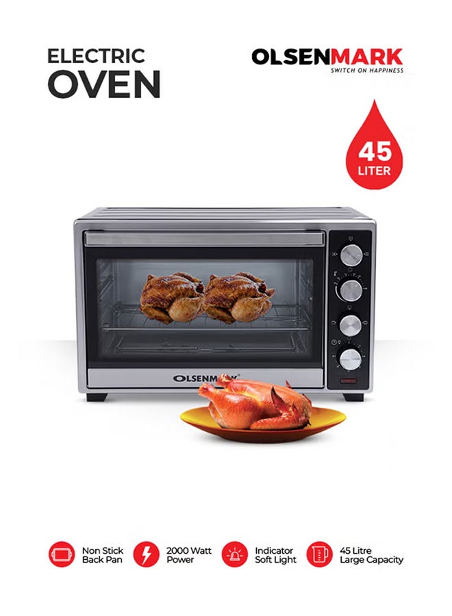 Compare 45 L Electric Convection Oven with Rotisserie – MultiFunction, Stainless Steel, Adjustable Temperature, Accessories Included 45 L 2000 W OMO2266G Black at KSA Price