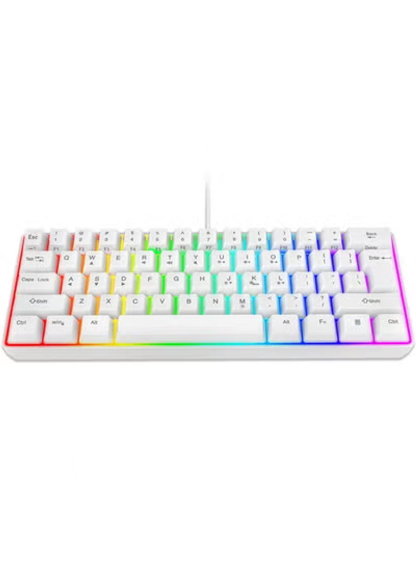 Compare Rock Pow 60% Wired Gaming Keyboard, 61 Keys RGB Backlit Wrist Rest UltraCompact Mini Waterproof Keyboard for PC Computer Gamer White at KSA Price