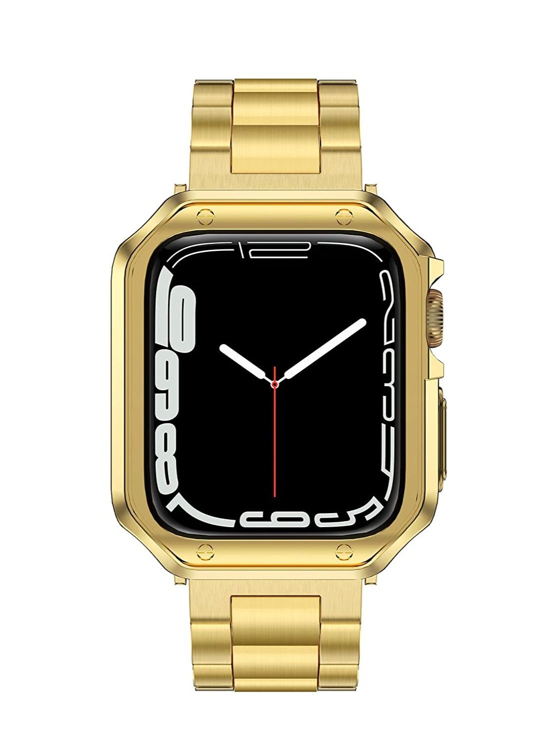 Compare Compatible with Apple Watch Band, Designed Stainless Steel Metal Chain with TPU Cover Case, Designed for iPhone SmartWatch Bracelet Link WristBand Gold at KSA Price