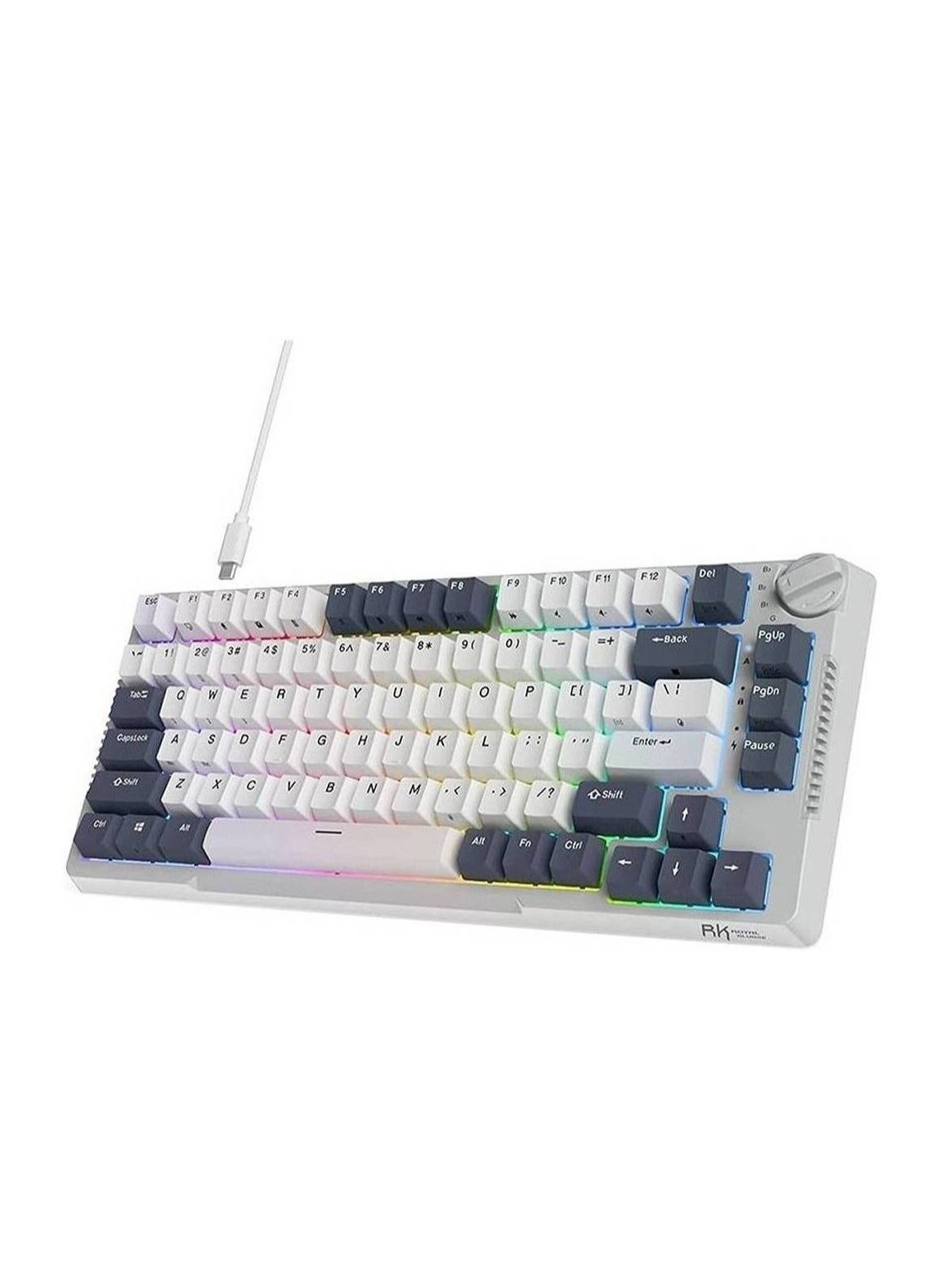 Compare RKH81 TriMode 80% Gasket Structure Wireless Mechanical Gaming Keyboard, Brown Switches HotSwappable RGB Knob Control at KSA Price