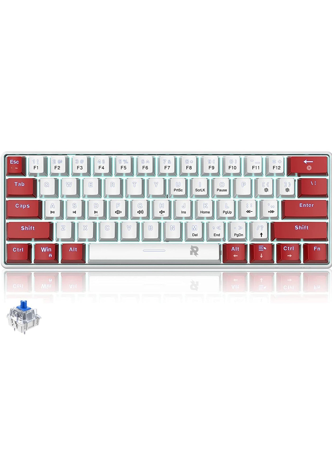 61keys Wired 60% Mechanical Gaming Keyboard Blue…