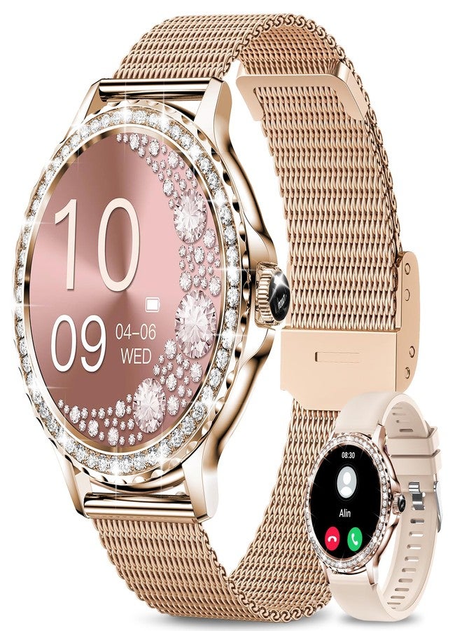Compare Smart Watches for Women AnswerMake Call with Diamonds, 1.3”HD Screen Bluetooth Smartwatch for Android iOS Phones, IP68 Waterproof Fitness Activity Trackers with Heart RateSpO2BPSleep Monitor at KSA Price