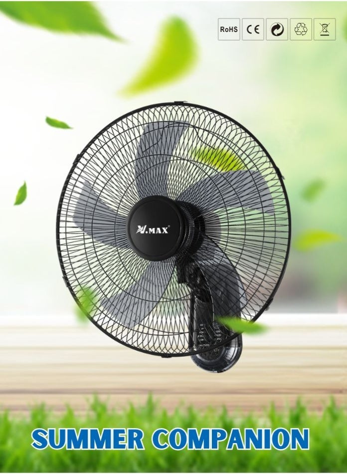 Compare Wall Fan with Remote Control 18Inch Powerful Airflow Adjustable Oscillation 3Speed Settings Quiet Motor  Perfect for Home, Office & Bedroom at KSA Price