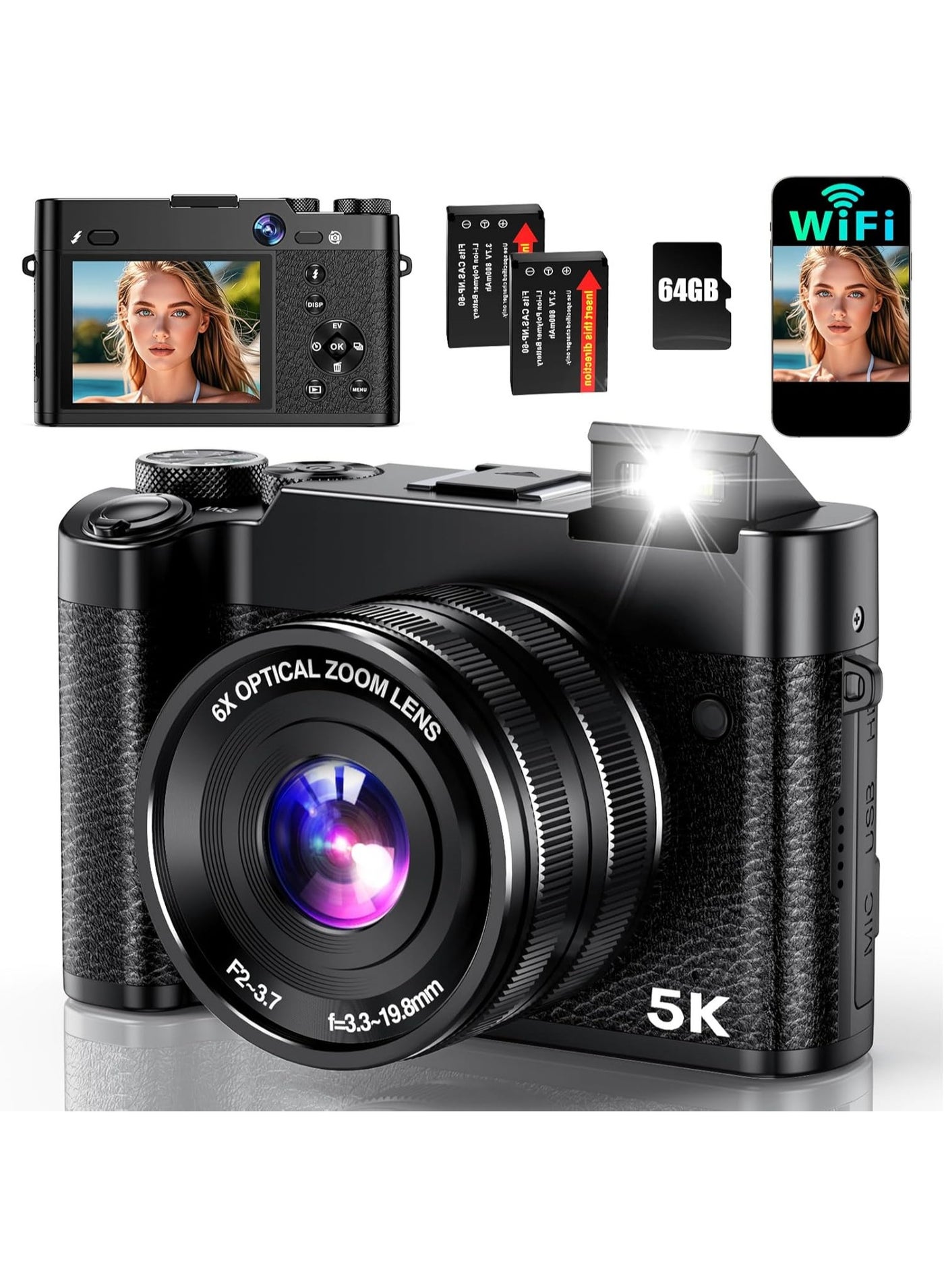 5K Digital Camera, 64MP Cameras for Photography…