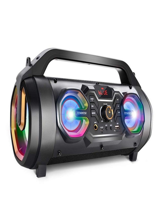 Compare Bluetooth Speaker, 30W Portable Bluetooth Boombox with Subwoofer, FM Radio, RGB Colorful Lights, EQ, Stereo Sound, Booming Bass, 10H Playtime Wireless Party Speaker for Home, Outdoor, Travel, Camping at KSA Price