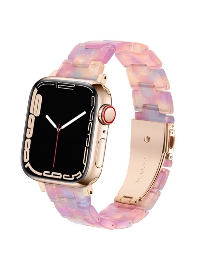 Compare Bands Compatible with iWatch 38mm 40mm 41mm, Colorful Resin Replacement Strap for Apple Watch Series 8  7  6  5  4  3  SE Women Men, Dream pink at KSA Price