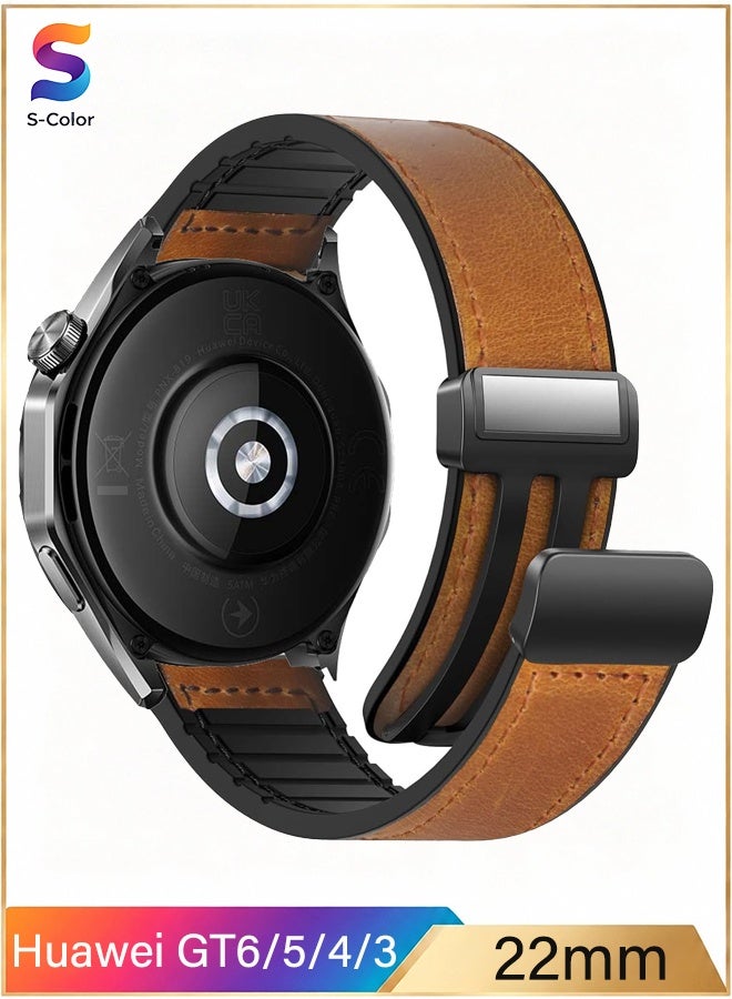 22mm Leather Watch Strap Compatible with Huawei GT6/GT5/GT4/GT3…