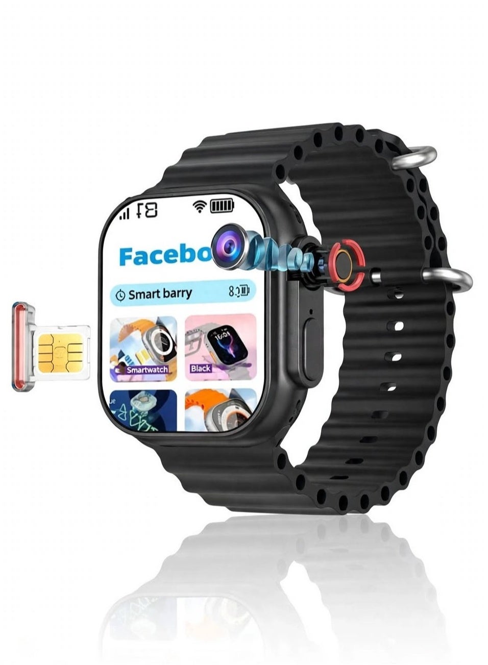 Compare C96 5G Smartwatch 2.2 Inch HD Super AMOLED Large Display, 200W HD Rotating Camera, SIM Card Support, 680mAh Battery, WiFi 2.4G, Bluetooth, GPS, Android Smart Watch with 2 Straps at KSA Price