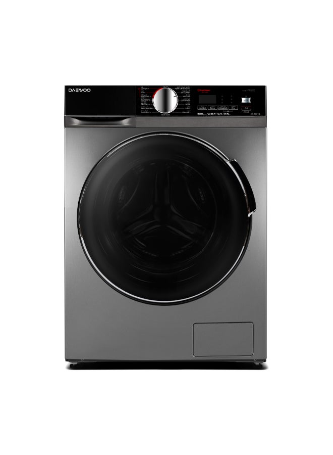 Compare Daewoo 12KG Washer, 8kg Dryer, Front Load Washing Machine with Lunar Dial, 1400 RPM, 15 Programs, Fully Automatic, Digital LED Display, BLDC Inverter Motor, Turbo Wash, Drum Clean, SilverDWC2871SL1 Year WarrantyKorean brand 12.0 kg DW at KSA Price