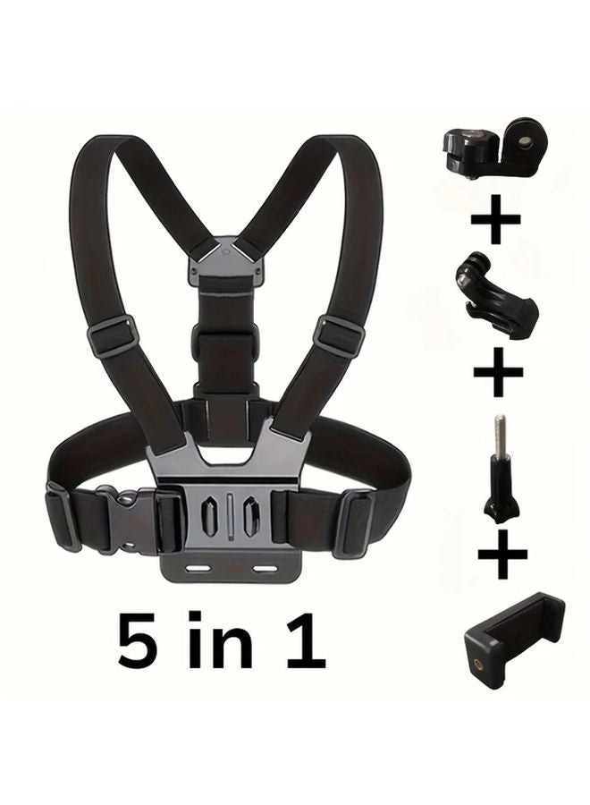 Compare Black 5 In 1 Outdoor Bicycle Phone Holder Chest Shoulder Strap For Live Streaming at KSA Price