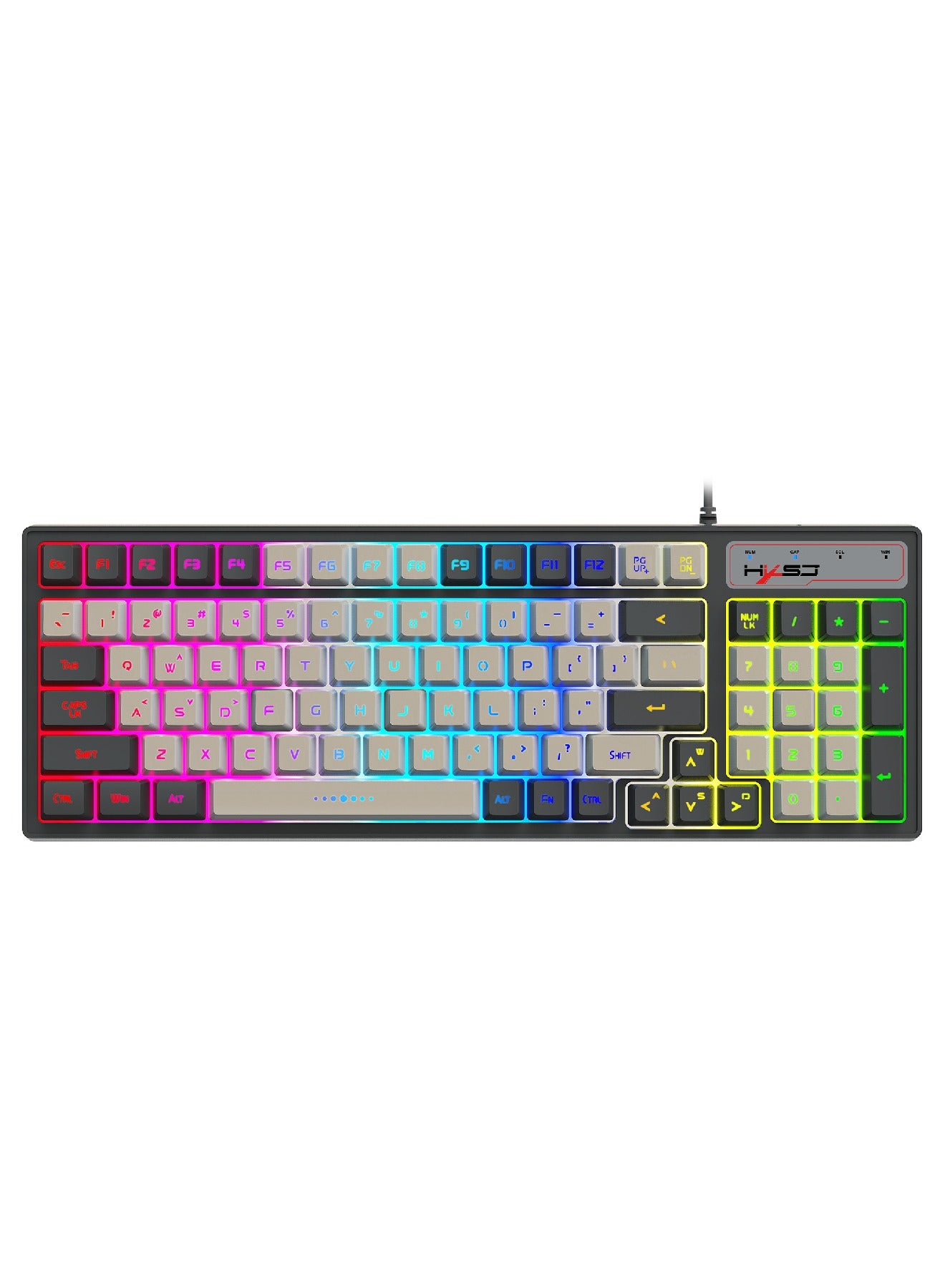 Compare V600 Gaming Keyboard RGB Backlit Two Color Injection Molding Keycap Gray And Black Color Matching Wired Keyboard at KSA Price
