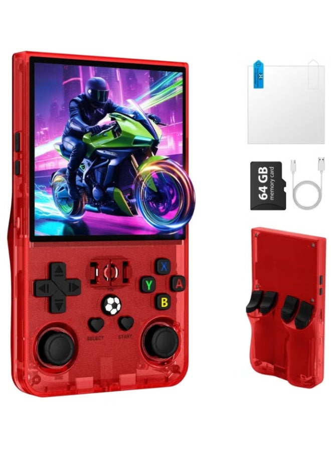 Compare R36MAX Retro Handheld Game Console 4.0” IPS HD Display, Portable Linux Gaming Console with 64GB BuiltIn Games, 4000mAh Rechargeable Battery, Classic Arcade Emulator, Pocket Video Game Player for Kids & Adults, Transparent Red at KSA Price