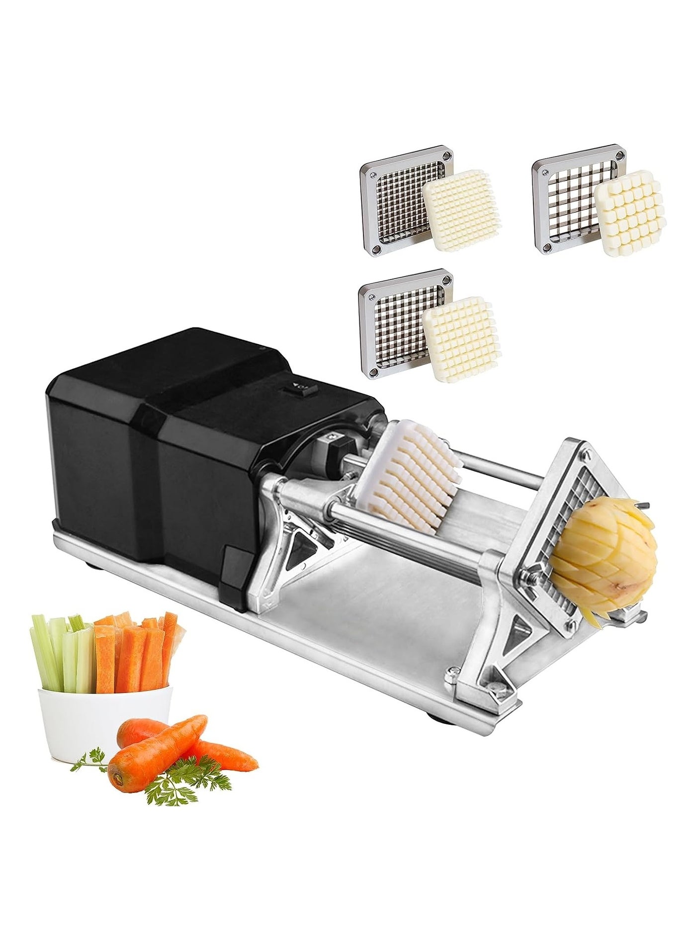 Compare LETWOO Electric French Fry Cutter with 3 Blades Stainless Steel Automatic Potato Cutter Commercial Vegetable Chopper Professional Food Dicer for Carrot Cucumber Onion at KSA Price