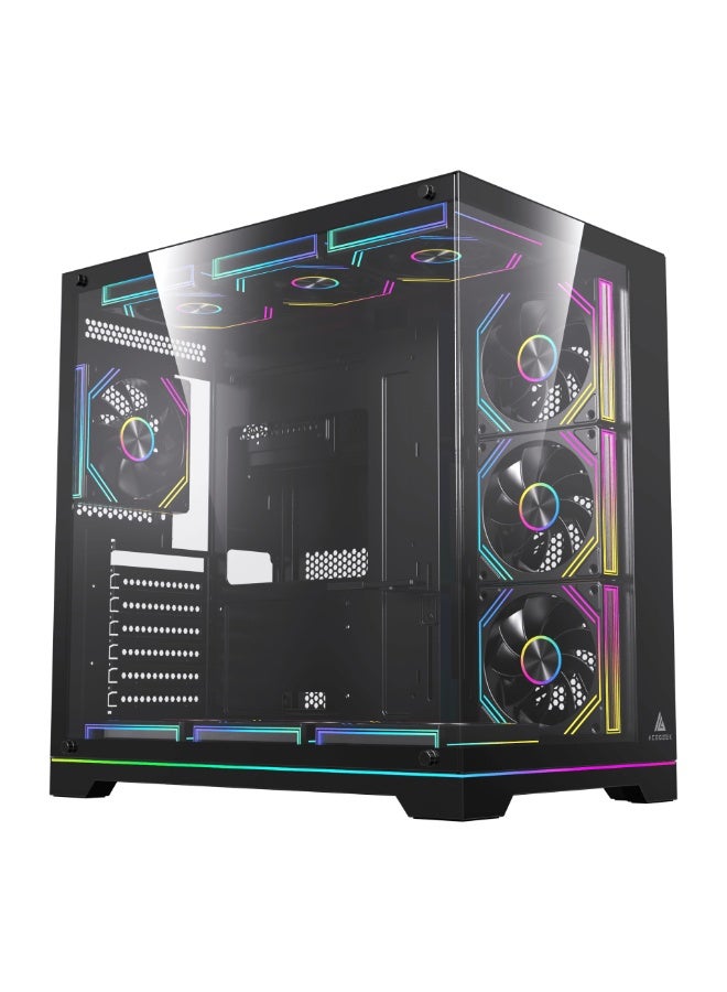 Compare Mercury R425X RGB ATX Mid Tower PC Case, Tempered Glass, ATXMicroATXITX, GPU 410mm, CPU Cooler 165mm, USBCUSB 3.0, 360mm Radiator Support, 2 SSD + 2 HDD | Black at KSA Price
