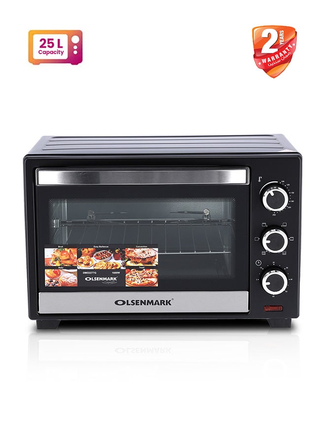 Compare 25 L Electric Oven With Rotisserie Function, Bake Pan, Heat Temperature Dial, 6 Stages Heating And Temperature 100250Degrees Celsius60 Minute Timer and Perfect For Grilling, Toasting & Roasting 25 L 1600 W OMO2277G B at KSA Price