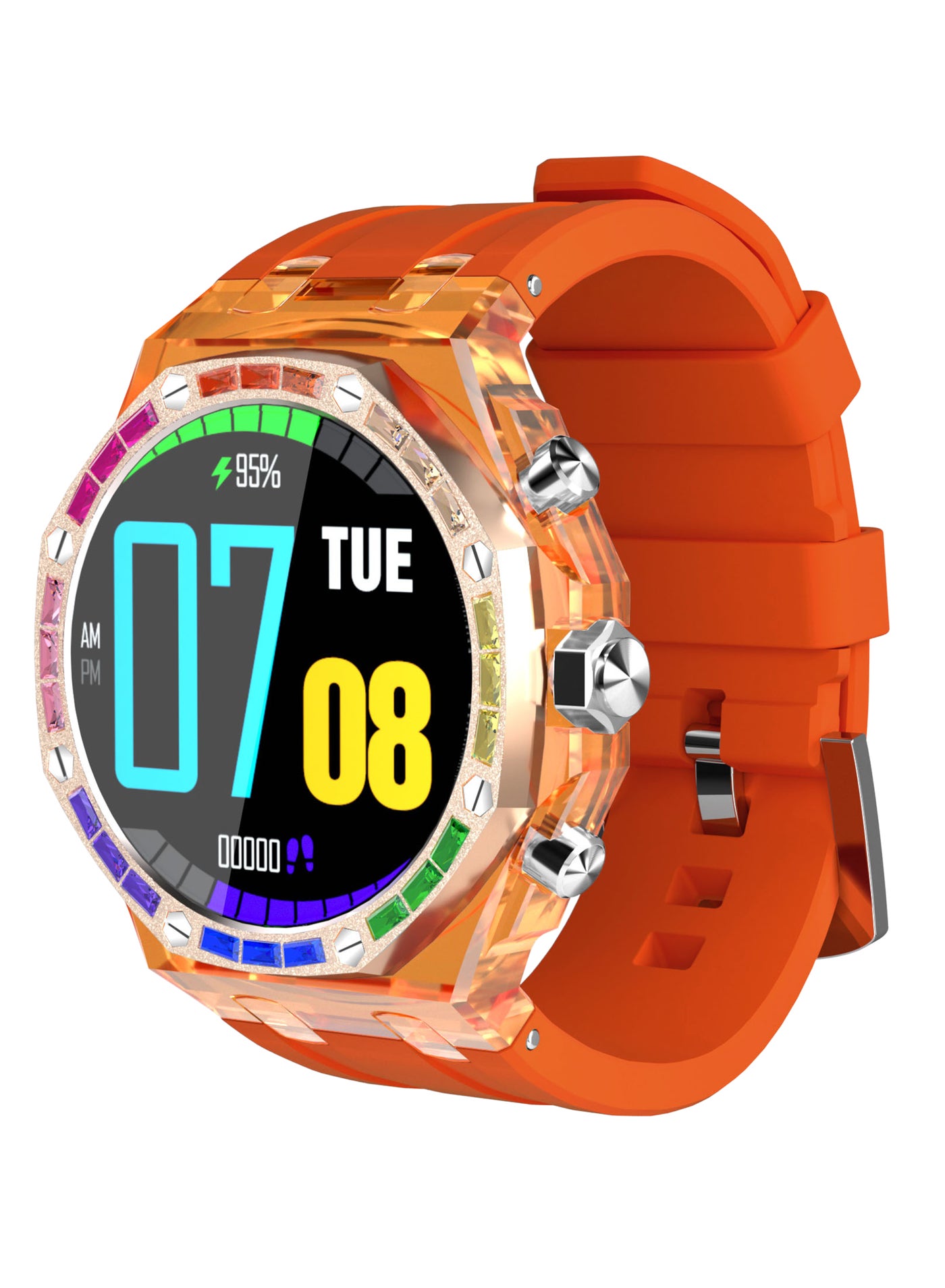Compare CristalloAP Smart Watch Transparent dial with 1.43inch AMOLED Display and Extra Blue Silicone Band  15 Days Working Time  Activity Tracker  Health Monitoring  Orange at KSA Price