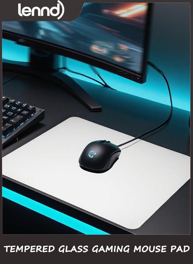 Compare Tempered Glass Gaming Mouse Pad, Professional Esports Mouse Mat with UltraSmooth MicroEtched Surface & NonSlip Silicone Base for Speed and Control WhiteSize 32CM x 36CM at KSA Price