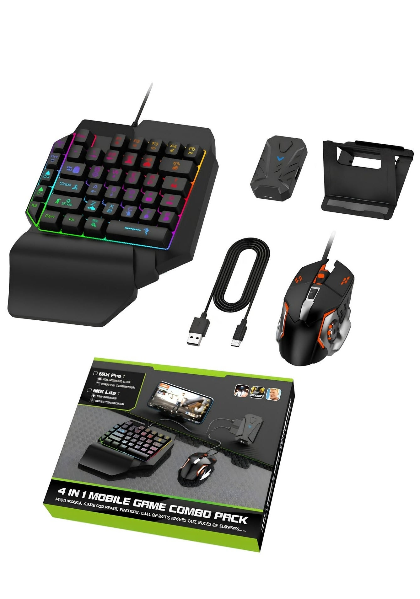 Compare Mix Lite+ 4in1 Mobile Game Combo Pack for Android – Gaming Keyboard & Mouse Converter, OneHanded Gamepad Controller, Mobile Gaming Set for PUBG, Free Fire, COD Mobile, Plug & Play, Low Latency at KSA Price
