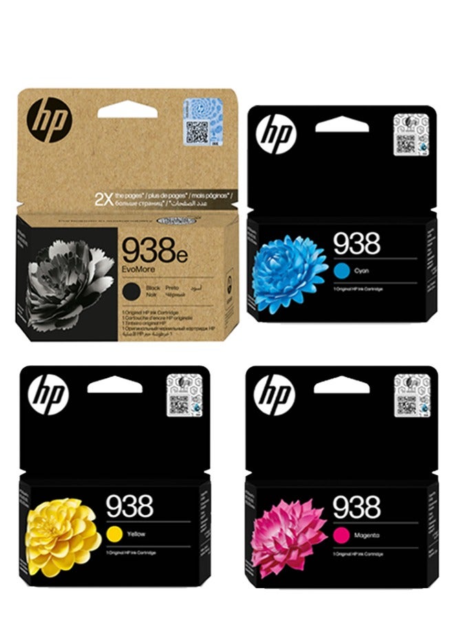Compare 938E Black High Capacity & Cyan, Yellow, Magenta Normal Capacity Original Ink Cartridge Set of 4 Black High,Cyan,Yellow,Magenta at KSA Price