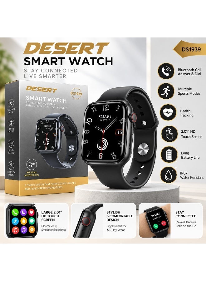 Compare DESERT DS1939 Smart Watch 2.01 HD Touch Screen | Fitness Tracker with Bluetooth Call Function | Sports & Health Tracking at KSA Price