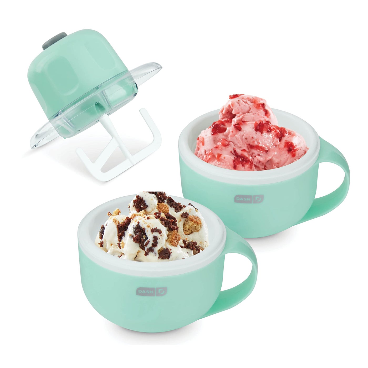 Compare DASH My Mug Ice Cream Maker Machine Aqua MultiPurpose Soft Serve Ice Cream Machine with 2 Bowls for Homemade Gelato Sorbet Frozen Yogurt BuiltIn Ingredient Chute Easy to Clean and Store at KSA Price