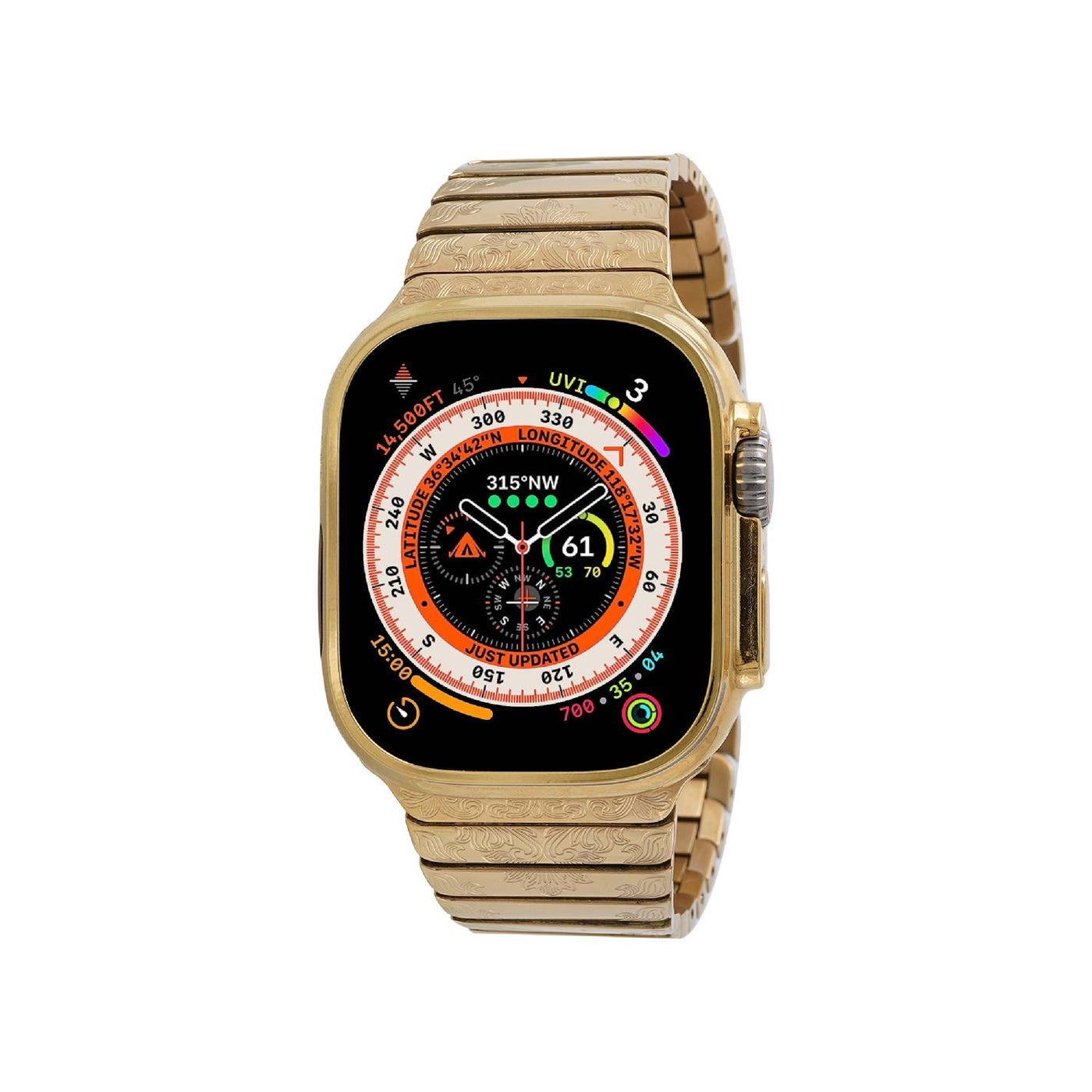 Compare Luxury 24K Gold Plated Customized Apple Watch Ultra 3 Hand Engraved Band 49mm at KSA Price