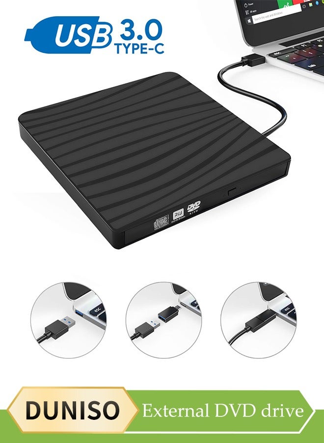Compare External DVD Drive,Portable CD Player, Burner, ReaderWriter, With Type C Interface, Suitable For Laptops And Desktop Computers, Can Read Videos, Music，Black at KSA Price